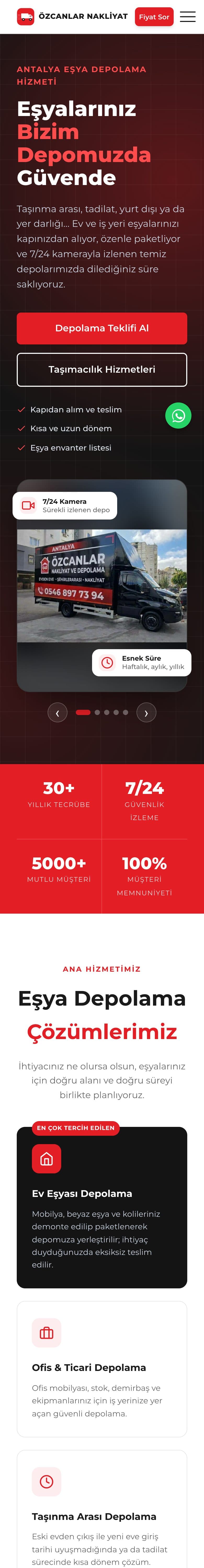 Özcanlar Nakliyat mobil görünüm